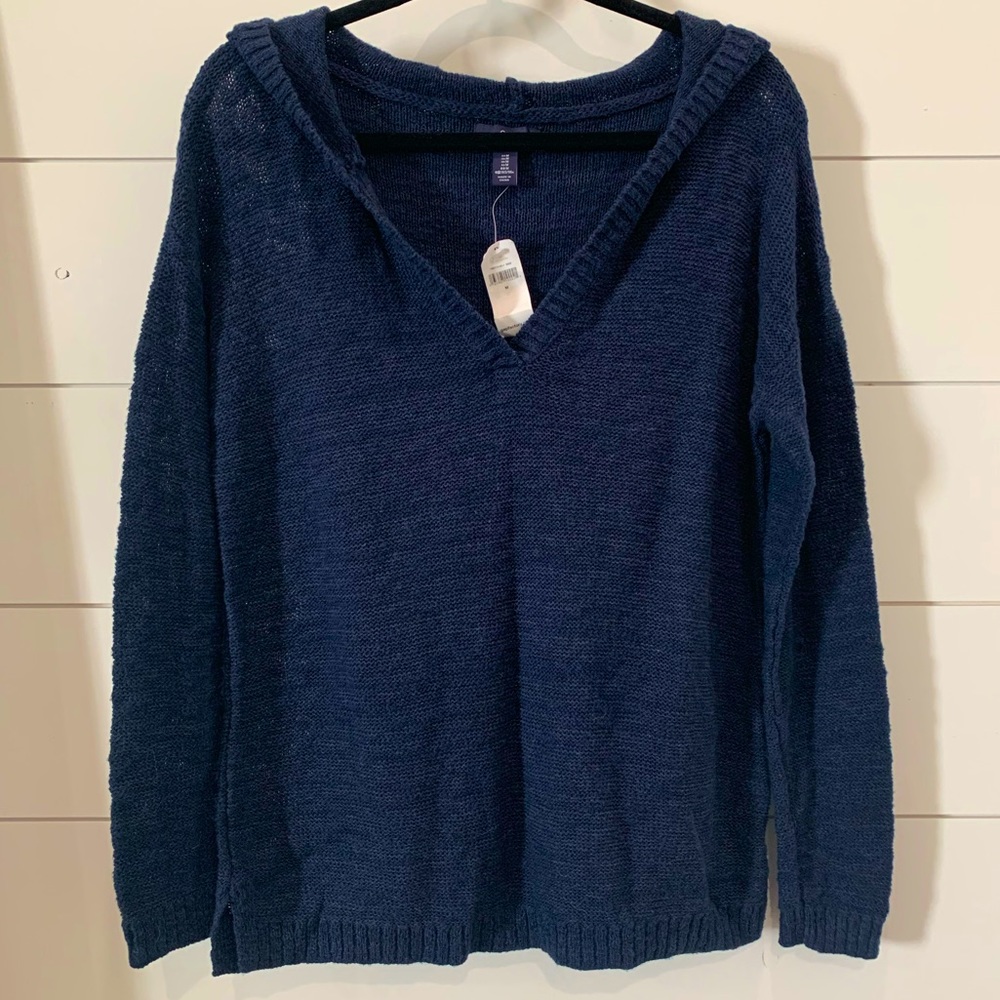 Navy Gap Knit Hoodie